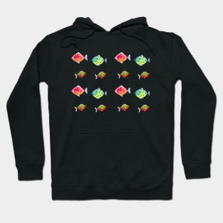 Whimsical fishes watercolor pattern Hoodie